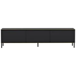 Mobile Porta tv Nero Antracite oro Cassetti un Ripiano 180x30x47h cm, 2 Ante - Espero