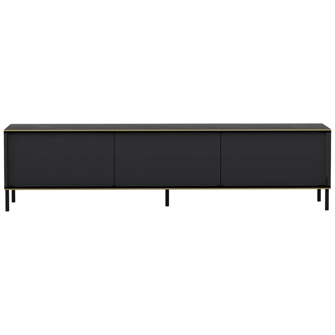 Mobile Porta tv Nero Antracite oro Cassetti un Ripiano 180x30x47h cm, 2 Ante - Espero