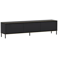 Mobile Porta tv Nero Antracite oro Cassetti un Ripiano 180x30x47h cm, 2 Ante - Espero