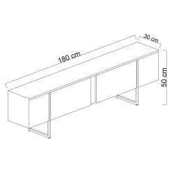 Mobile Porta tv Nero Antracite un Ripiano Apertura Battente, a Ribalta 192x37x53h cm, 3 Ante - Trasacco
