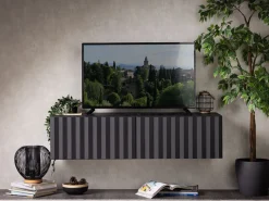 Mobile Porta tv Nero Nero Antracite un Ripiano 2 Ante 128x42x32h cm, 2 Vani - Vetto