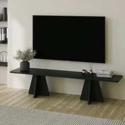 Mobile Porta tv Nero Peso Supportato 40 kg Installazione a Terra 180x42x40h cm, - Cairano