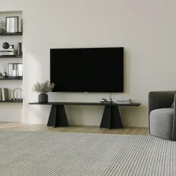 Mobile Porta tv Nero Peso Supportato 40 kg Installazione a Terra 180x42x40h cm, - Cairano