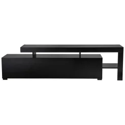 Mobile Porta tv Nero un Ripiano 3 Ante 192x37x53h cm, Luci led Incluse - Trasacco