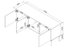 Mobile porta TV Novoli, 144x40 h62 cm, Nero e Rovere Nodi