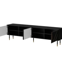 Mobile porta TV Seborga, 204x40 h55 cm, Nero e Oro