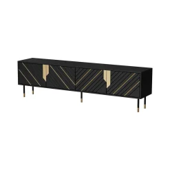 Mobile porta TV Seborga, 204x40 h55 cm, Nero e Oro