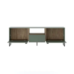 Mobile Porta tv Verde Marrone Rovere un Cassetto 2 Ante 179x40x60h cm, 3 Vani - Muravera