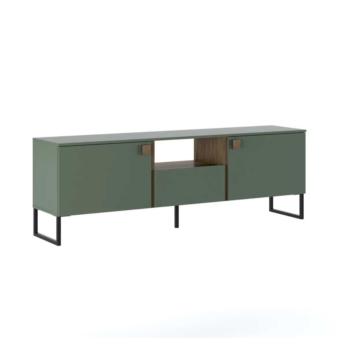 Mobile Porta tv Verde Marrone Rovere un Cassetto 2 Ante 179x40x60h cm, 3 Vani - Muravera