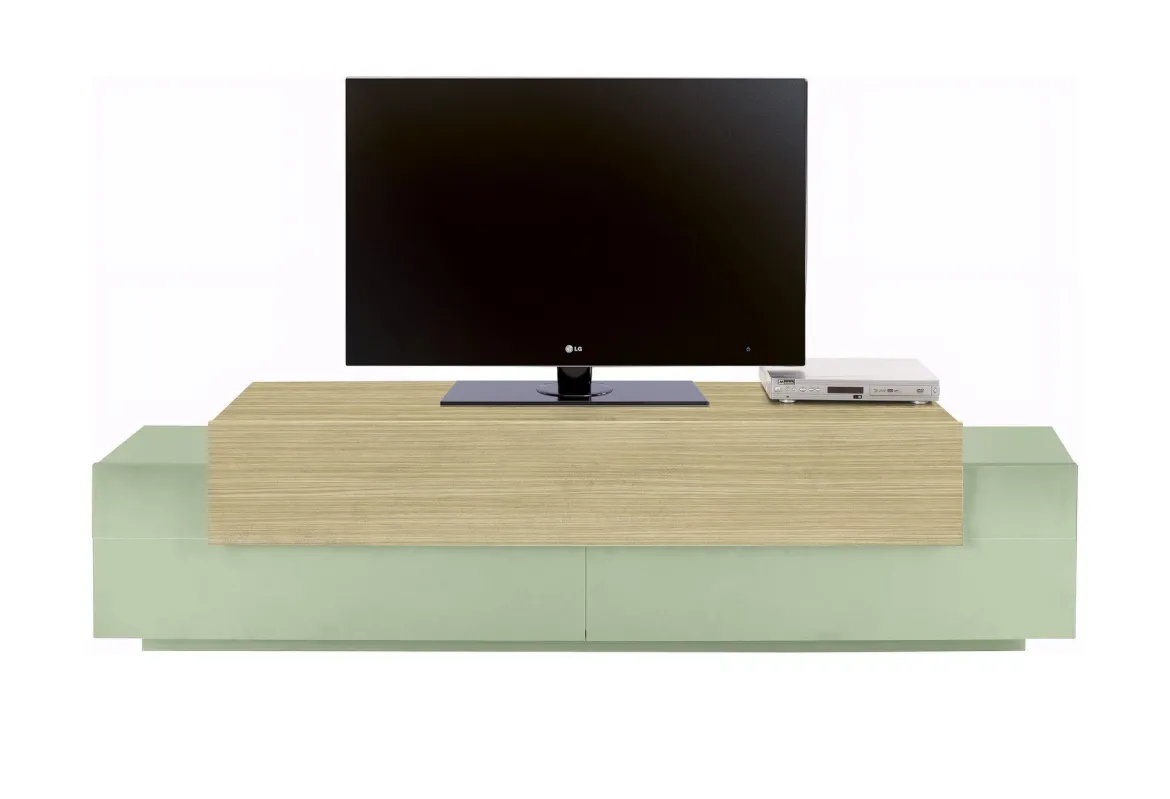 Mobile Porta tv Verde 3 Ripiani 4 Vani 200x45x51.5h cm, 3 Ante - Cassino