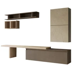 Mobile salotto in legno e metallo 260cm noce e grigio - Torreya