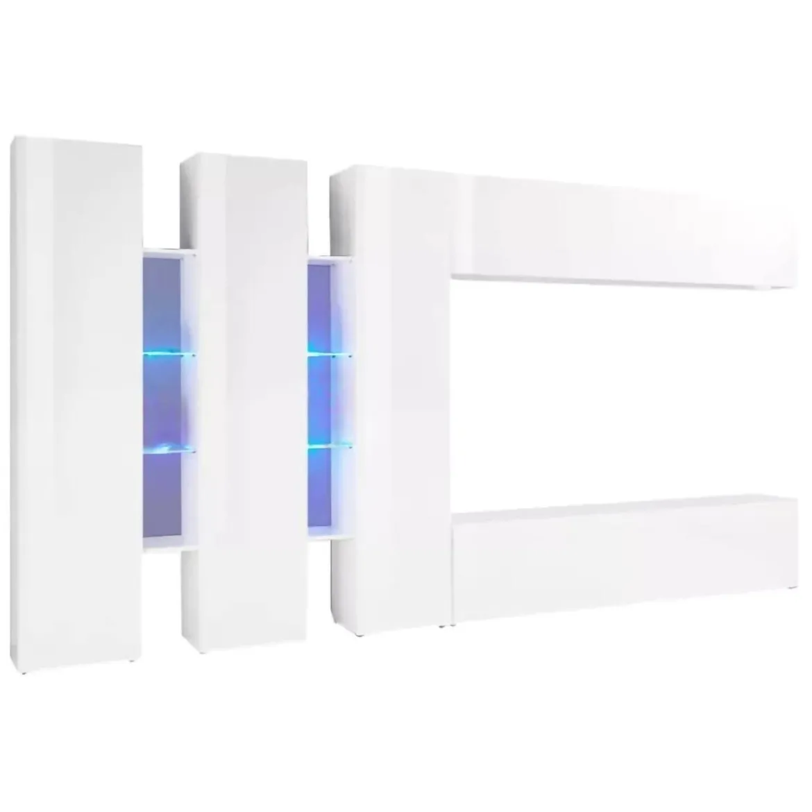 Mobile salotto moderno 340cm bianco lucido - Carretto