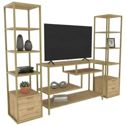 Mobile salotto moderno 198cm oro e quercia - Felion