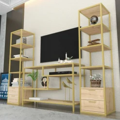 Mobile salotto moderno 198cm oro e quercia - Felion