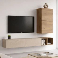 Mobile salotto multifunzione 198cm oro e bianco - Felion