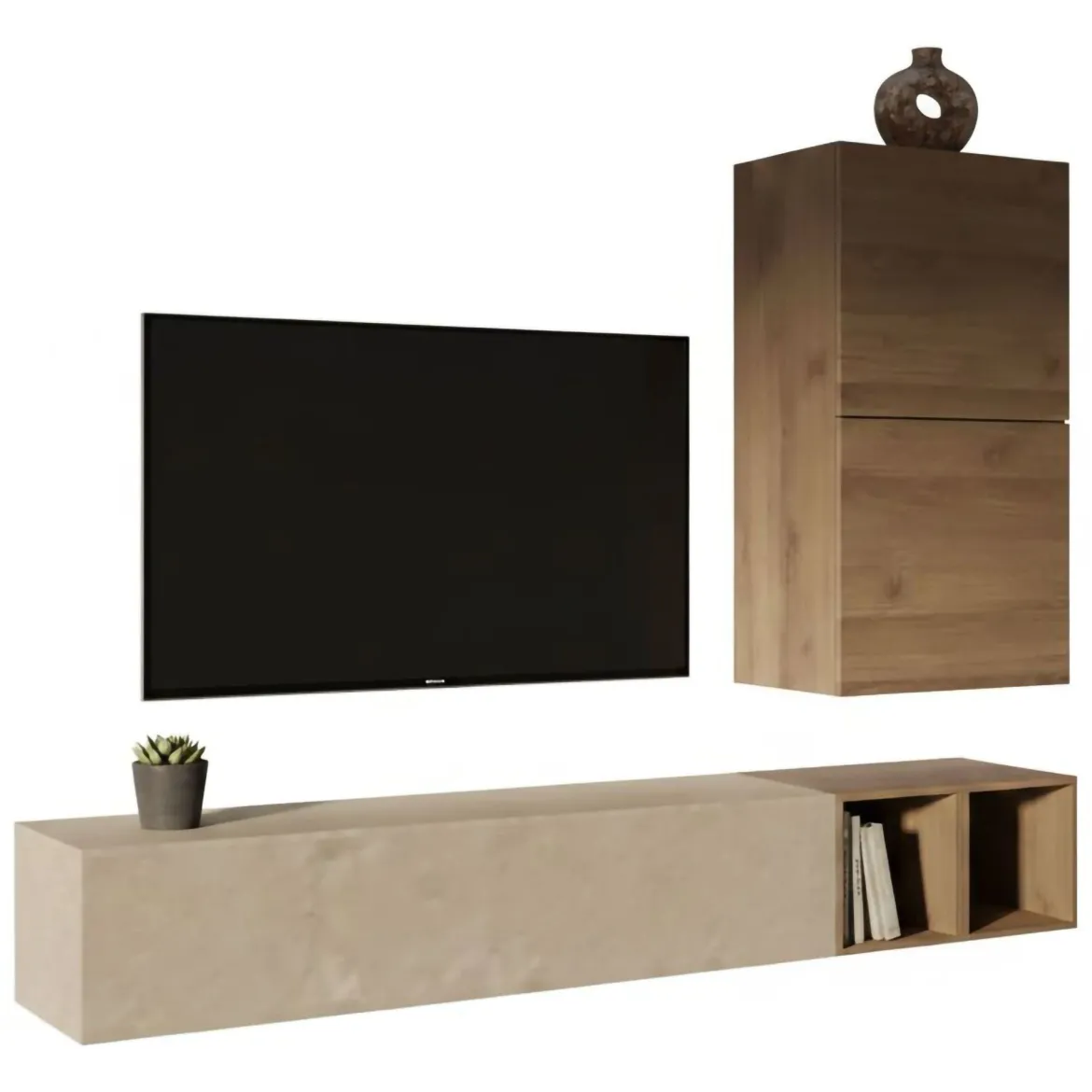 Mobile salotto multifunzione 198cm oro e bianco - Felion