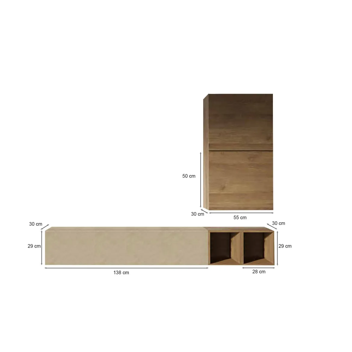 Mobile salotto multifunzione 198cm oro e bianco - Felion