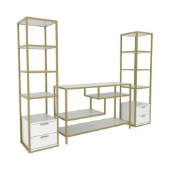 Mobile salotto multifunzione 198cm oro e bianco - Felion