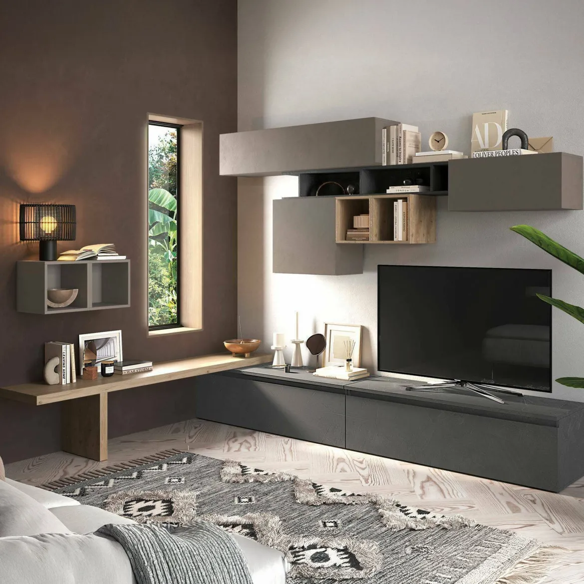 Mobile salotto multifunzione 276cm bronzo e antracite - Polo