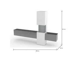 Mobile salotto smart 265cm bianco lucido e ardesia - Abramo