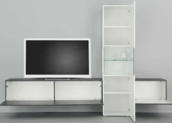 Mobile salotto smart 265cm bianco lucido e ardesia - Abramo