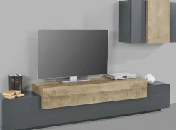 Mobile soggiorno in legno 240cm antracite e acero - Alaskino