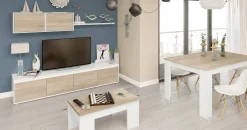 Mobile soggiorno moderno 200cm bianco e rovere - Amir