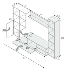 Mobile soggiorno modulabile 241cm bianco e legno - Argus