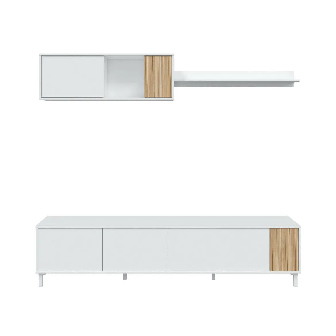 Mobile soggiorno multifunzione 200cm bianco e rovere - Banari