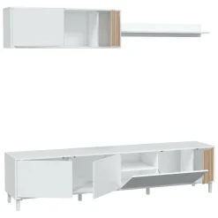 Mobile soggiorno multifunzione 200cm bianco e rovere - Banari