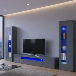 Mobile soggiorno multifunzione 290cm antracite lucido - Aslhey