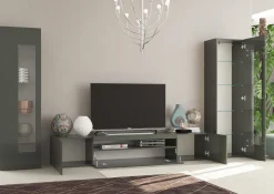 Mobile soggiorno multifunzione 290cm antracite lucido - Aslhey