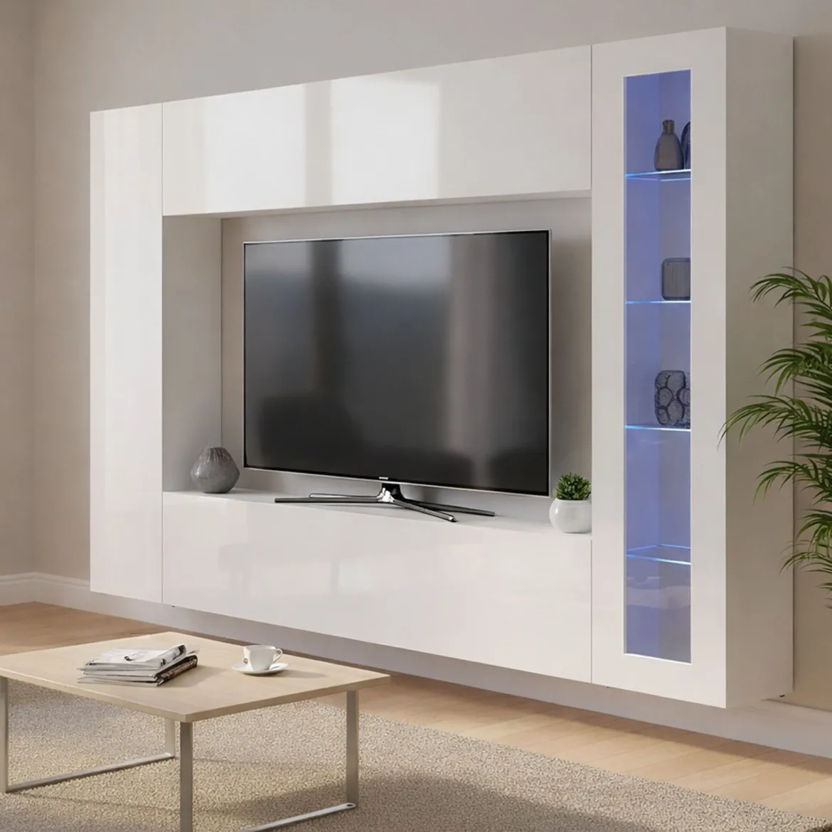Mobile soggiorno smart 260cm bianco lucido - Amel