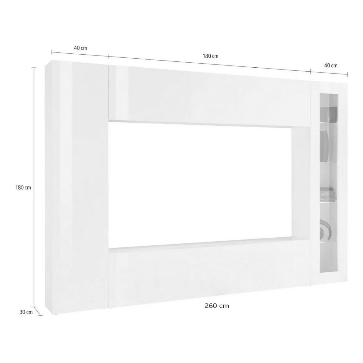 Mobile soggiorno smart 260cm bianco lucido - Amel