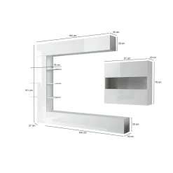 Mobile soggiorno smart 295cm bianco lucido e bianco - Aragosta