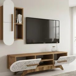 Mobile soggiorno smart 145cm noce e bianco - Gilberta