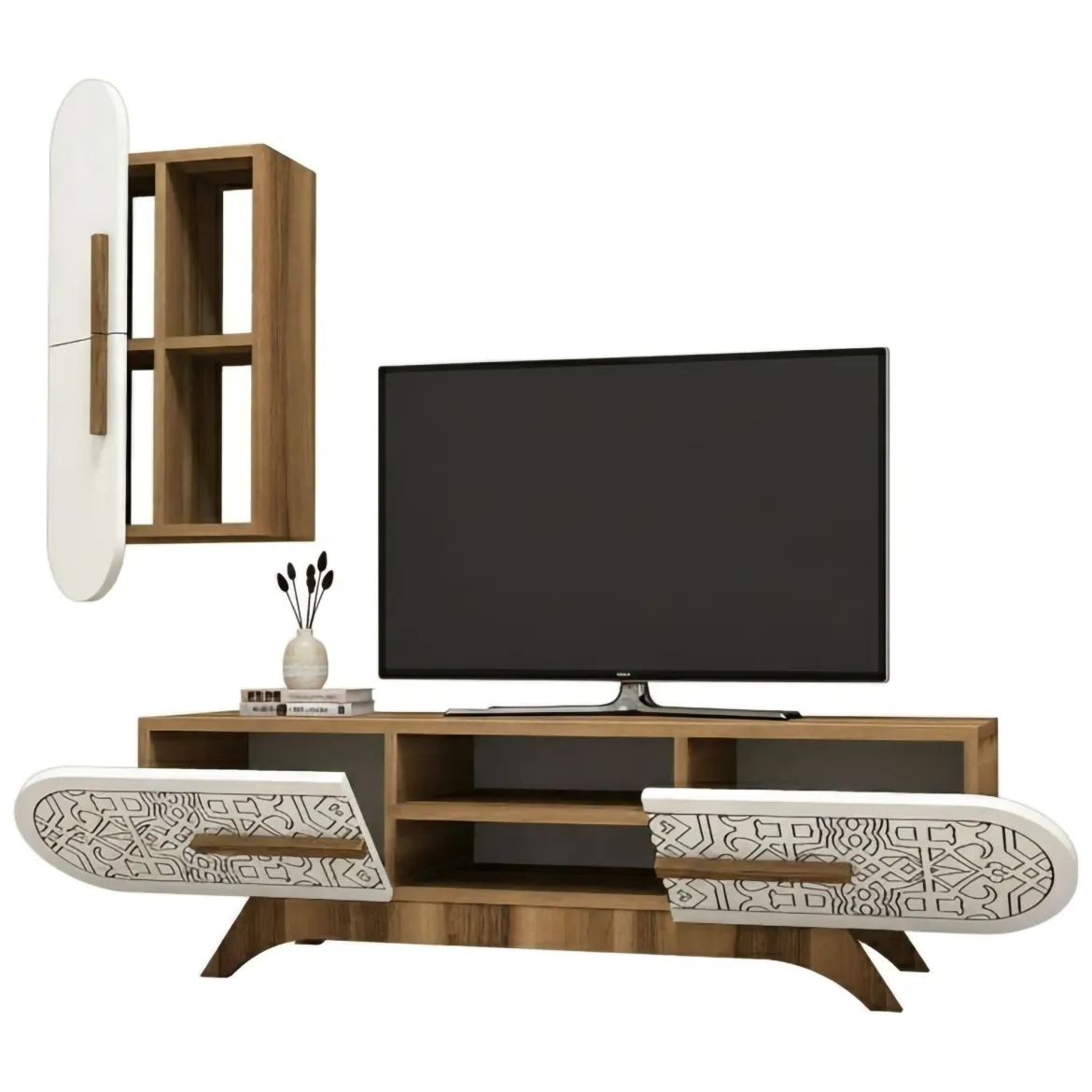 Mobile soggiorno smart 145cm noce e bianco - Gilberta