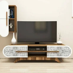 Mobile soggiorno smart 145cm noce e bianco - Gilberta