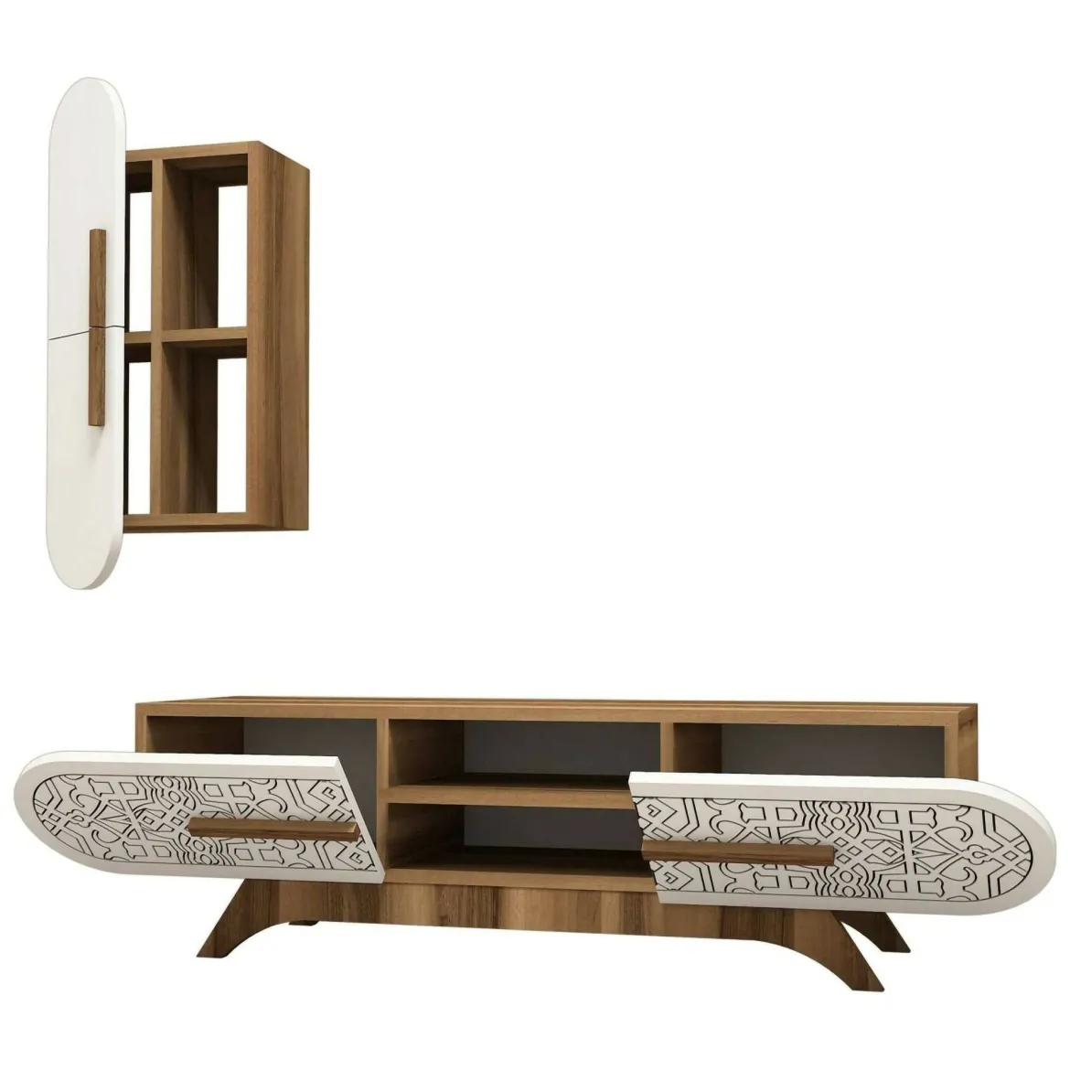 Mobile soggiorno smart 145cm noce e bianco - Gilberta