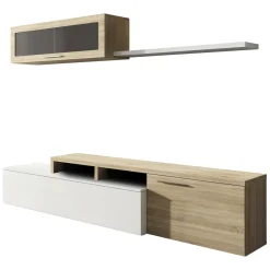 Mobile soggiorno smart 200cm rovere e bianco lucido - Amitraz