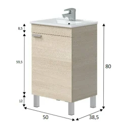 Mobile sottolavabo 1 anta 50x38x80h cm rovere - Iselle
