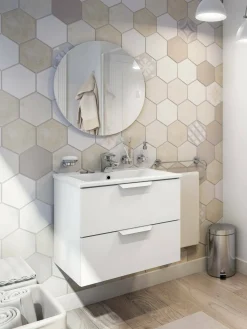 Mobile sottolavabo 2 cassetti 60x45x50h cm bianco lucido - Arzano