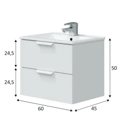 Mobile sottolavabo 2 cassetti 60x45x50h cm rovere - Doksuri