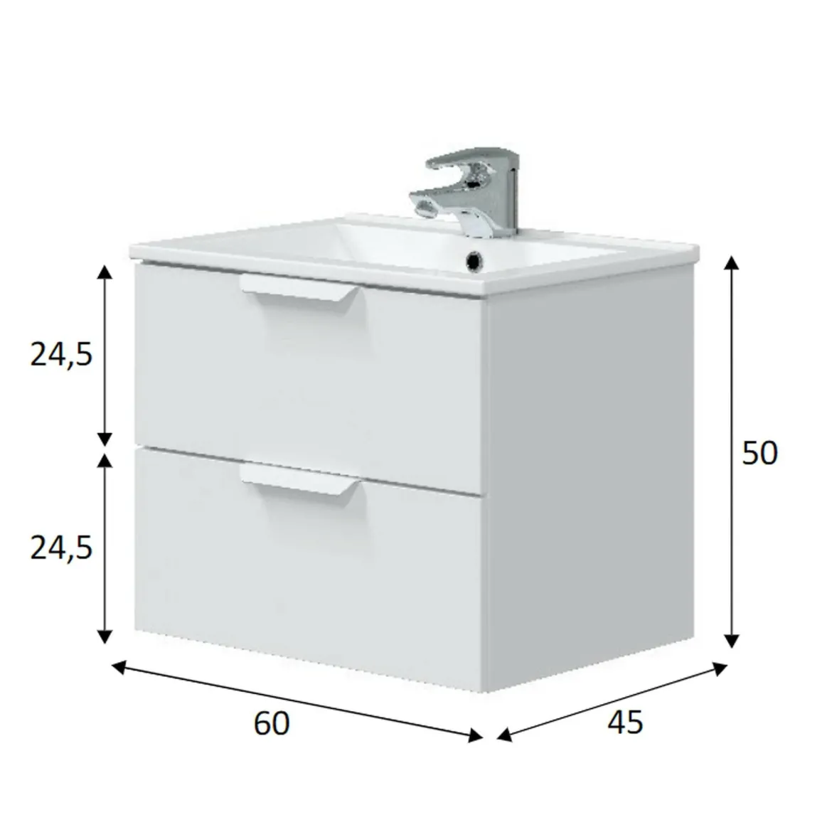 Mobile sottolavabo 2 cassetti 60x45x50h cm rovere - Doksuri