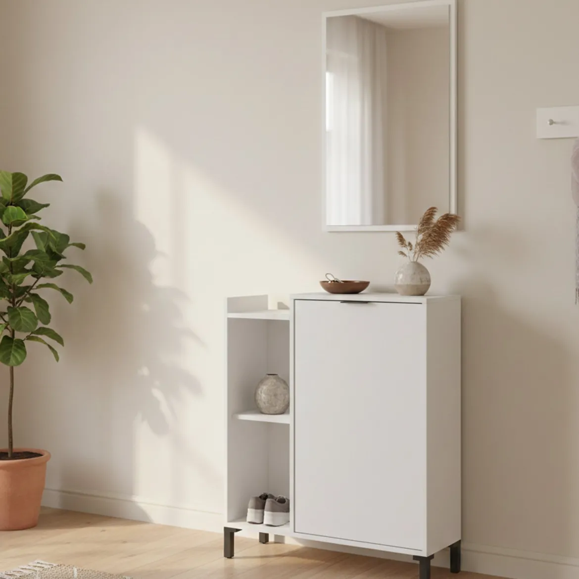 Mobile sottolavabo con specchio 77x24x91h cm bianco - Argusto