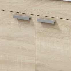 Mobile Sottolavabo Marrone Rovere 2 Ante Apertura Battente 80x45x80h cm, Piedini Alluminio - Massiola