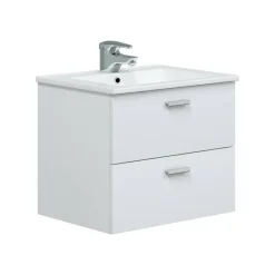 Mobile sottolavabo moderno 2 cassetti 60x45x50h cm bianco lucido - Doksuri