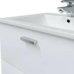 Mobile sottolavabo moderno 2 cassetti 60x45x50h cm bianco lucido - Doksuri