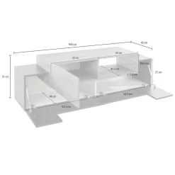 Mobile TV antracite e acero 160x45x51h cm 3 ante - Andris