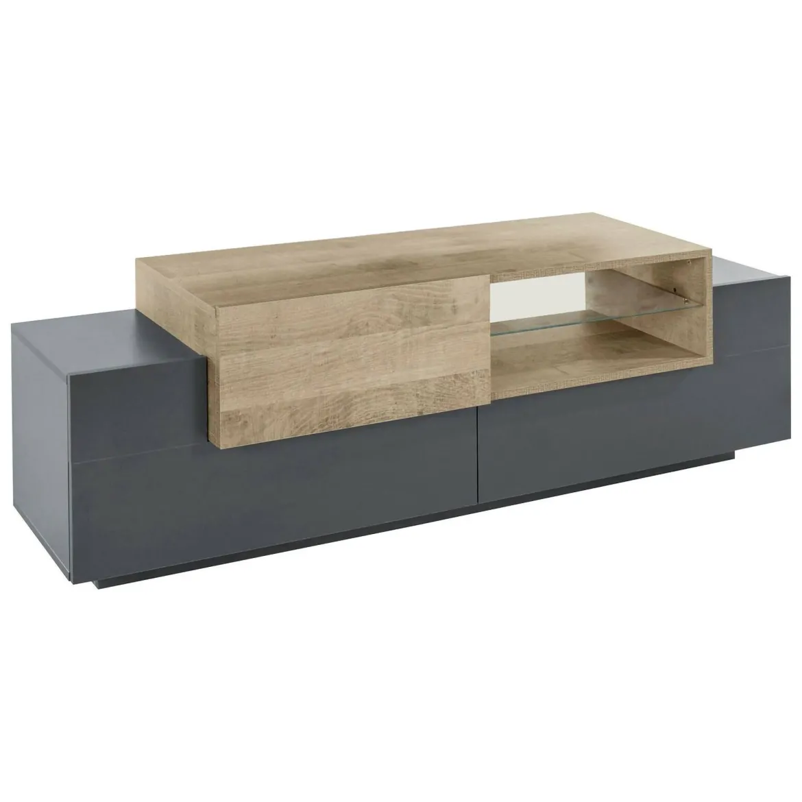 Mobile TV antracite e acero 160x45x51h cm 3 ante - Andris